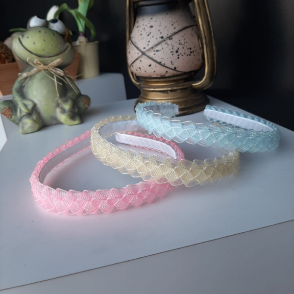 Kurdele Dekorlu Taç Pembe Mavi Sarı Neon Renkler 3' Lü