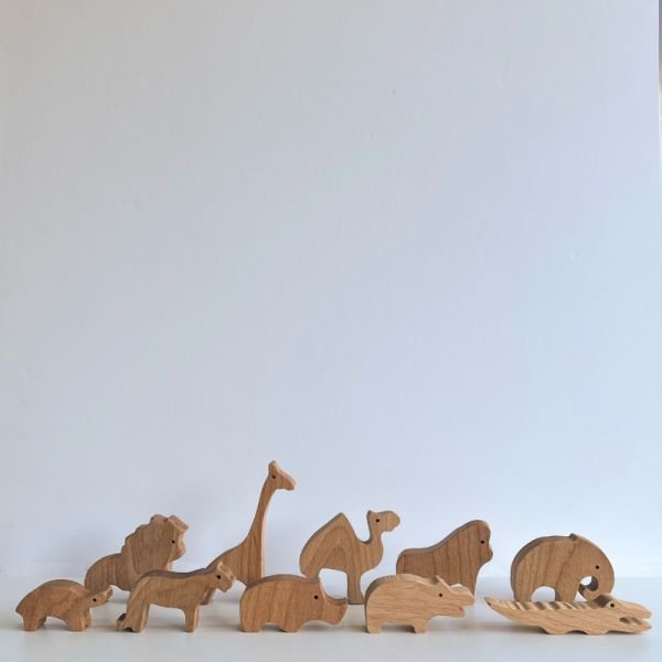 Ahşap Safari Hayvanları - 10 Parça Set