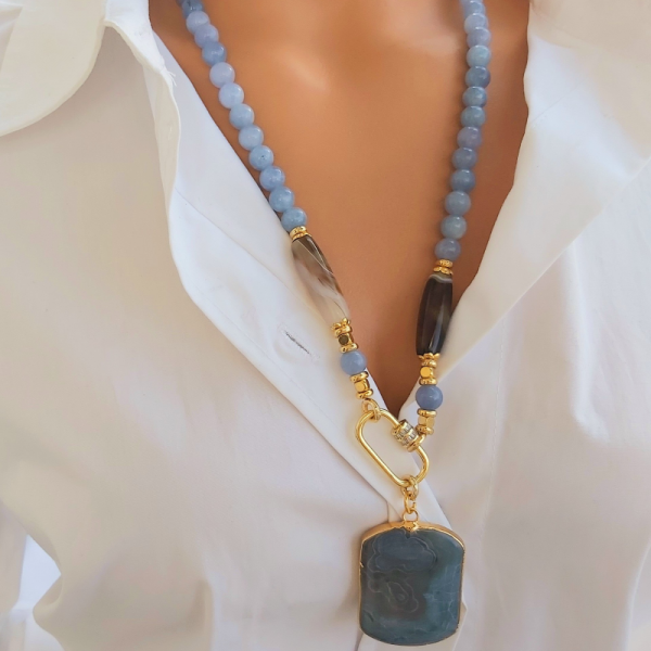Blue Quartz Reflection Kolye