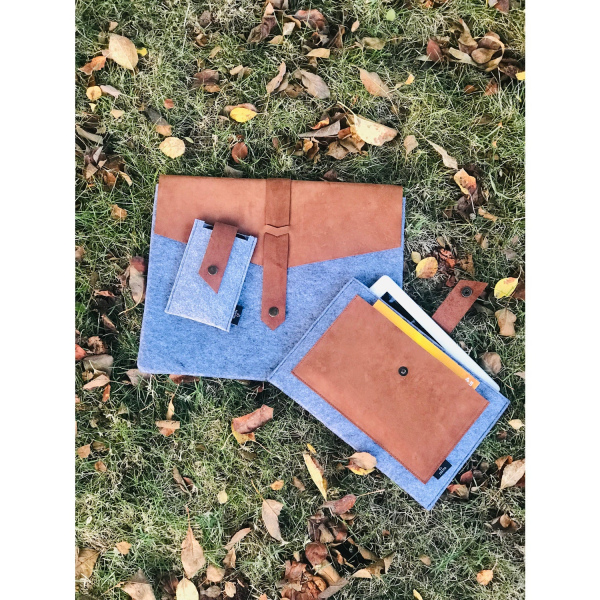 Freyja Keçe ve Deri Tablet iPad & Tablet Kılıfı & Portföy - Taba