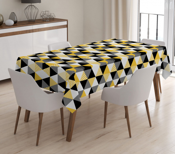 Geometrik Desenli Dijital Baskılı 3D Masa Örtüsü