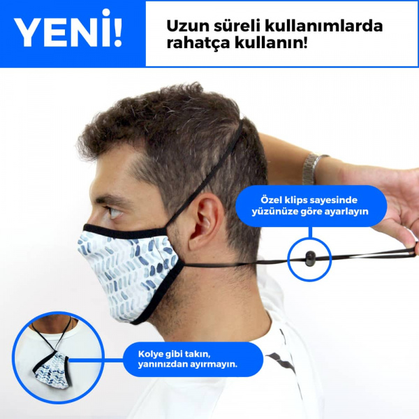 Gümüş İyonlu | Yıkanabilir Boyundan Maske - İpeks, Ekose