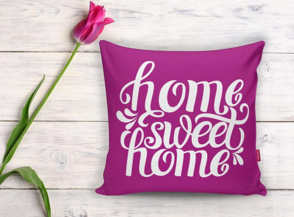 Home Sweet Home Dijital Baskılı Dekoratif Yastık Kırlent Kılıfı