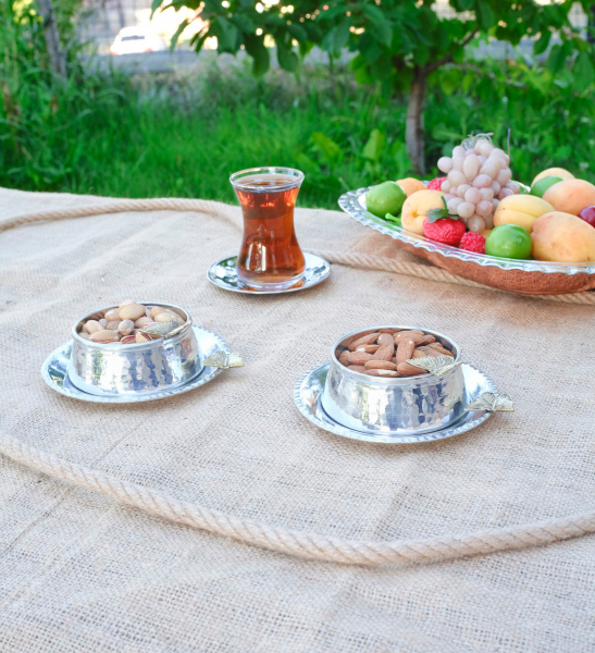 Kelebek Detaylı Bakır Çerezlik (Gümüş Renk) 2'li