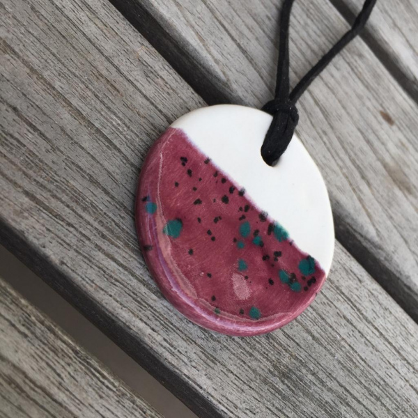 Koleksiyon Modern Kolye_Damla Koyu Pembe