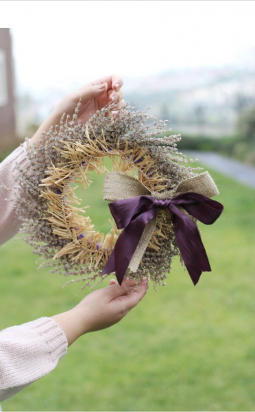 Lavantalı naturel kapı çelengi 