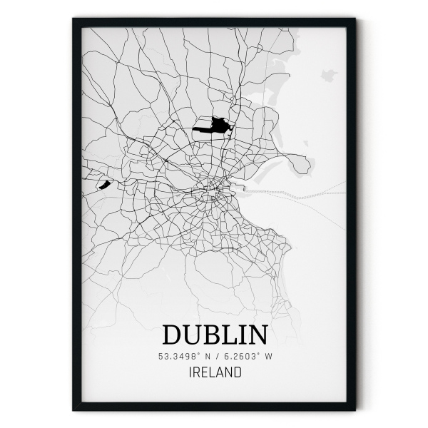 Modern Dublin Şehir Tablosu Siyah Beyaz Çerçeveli
