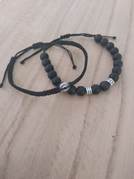  Onix taşlı ve makrome ikili erkek bileklik