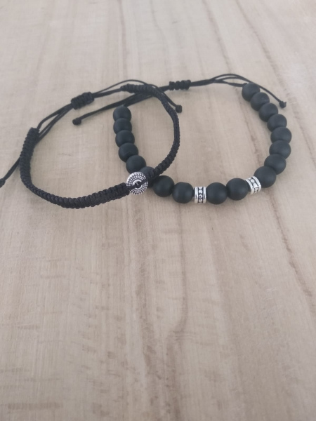  Onix taşlı ve makrome ikili erkek bileklik
