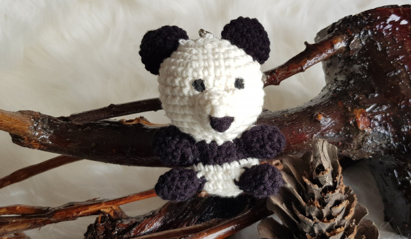 Panda Örme Makrome Anahtarlık