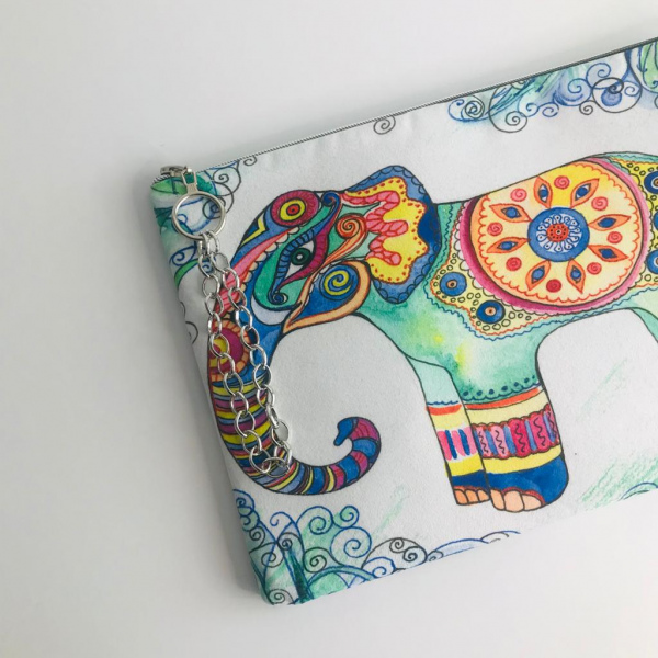 Renkli Fil Desen Clutch Çanta