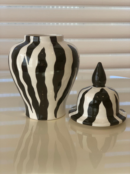 Siyah Zebra Desen Şah Küp