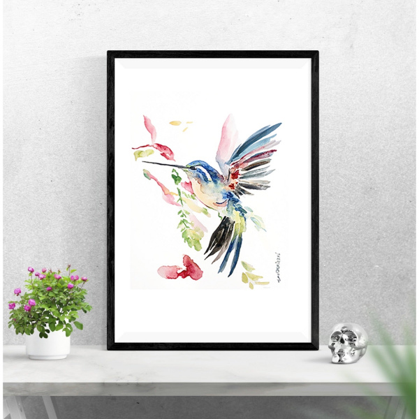 Suluboya Kuş Resmi Digital Baskı Poster