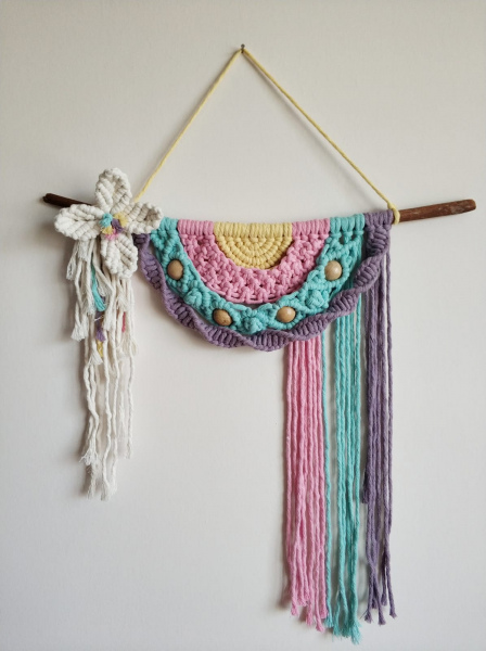 Sweat Rainbow Makrome Kız Bebek-Çocuk Duvar Süsü