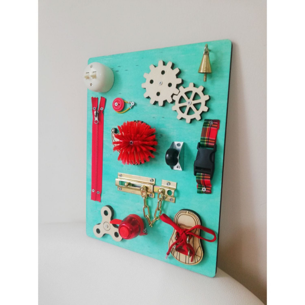 TahThink Yeşil-Kırmızı Metaryaller Montessori Aktivite Tahtası Busy Board
