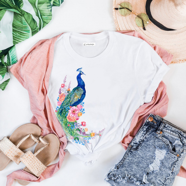 Tavus Kuşu Tasarım Tshirt