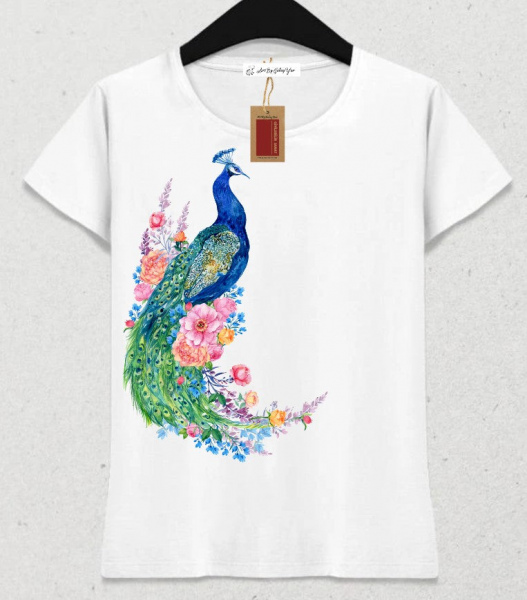 Tavus Kuşu Tasarım Tshirt