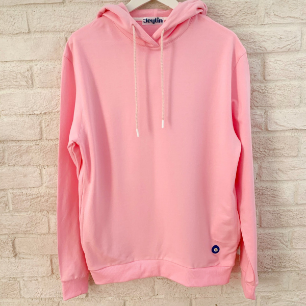 Toz Pembe Spor Kapşonlu Sweatshirt