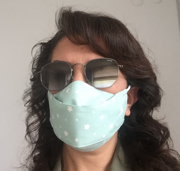 Yıldızlı Yeşil %100 Pamuk 3D Yıkanabilir Maske