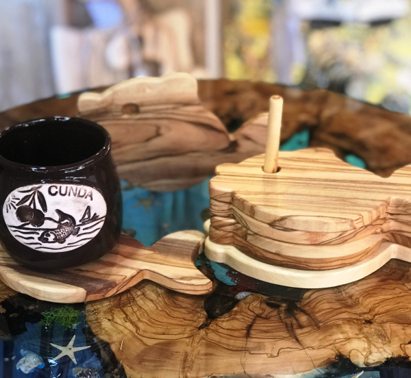Zeytin Ağacı Balık Bardak Altlığı