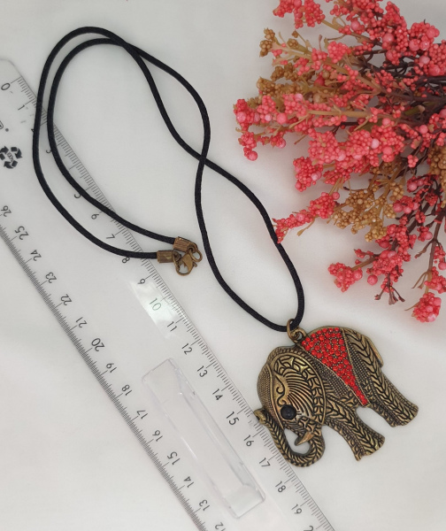 Zirkon Taşlı Bronz Fil Kolye